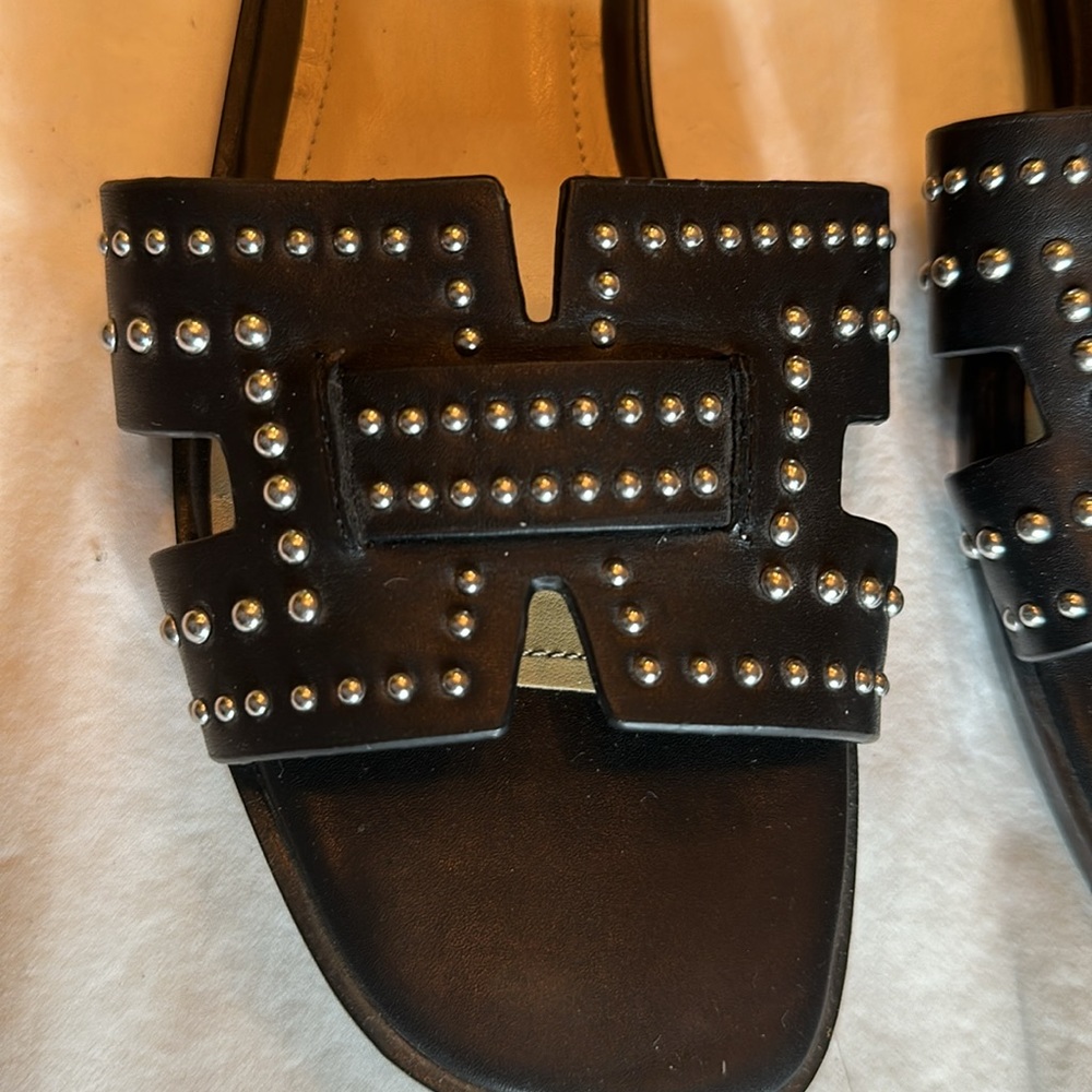 Nine West black leather slides - Picture 3 of 5